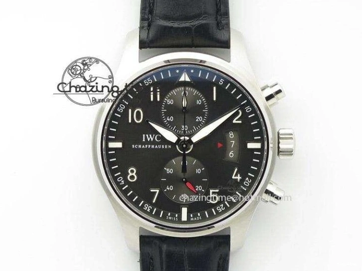 MIROTIME 1221 Pilot Chrono Spitfire IW387903 SS ZF 1:1 Best Edition Black Dial on Brown Leather Strap A OdorResistant 7127